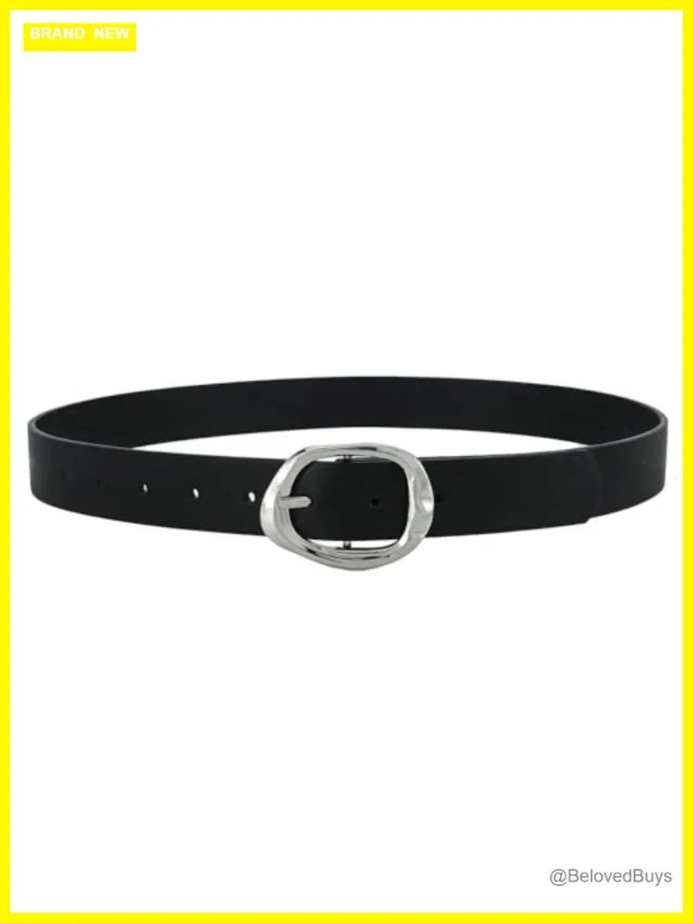 Faux Leather Women's Belt with Liquid Shape Pin Buckle for Jeans Dresses